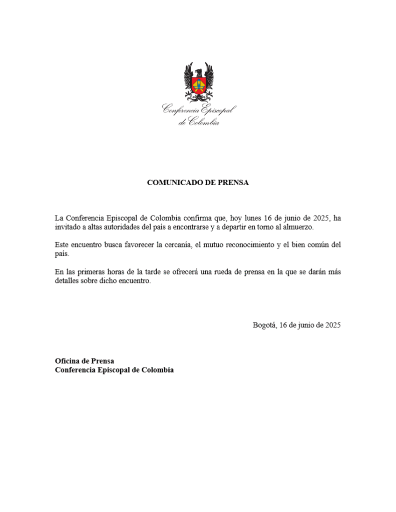 CEC lidera gesto fraterno para rechazar la violencia en Colombia