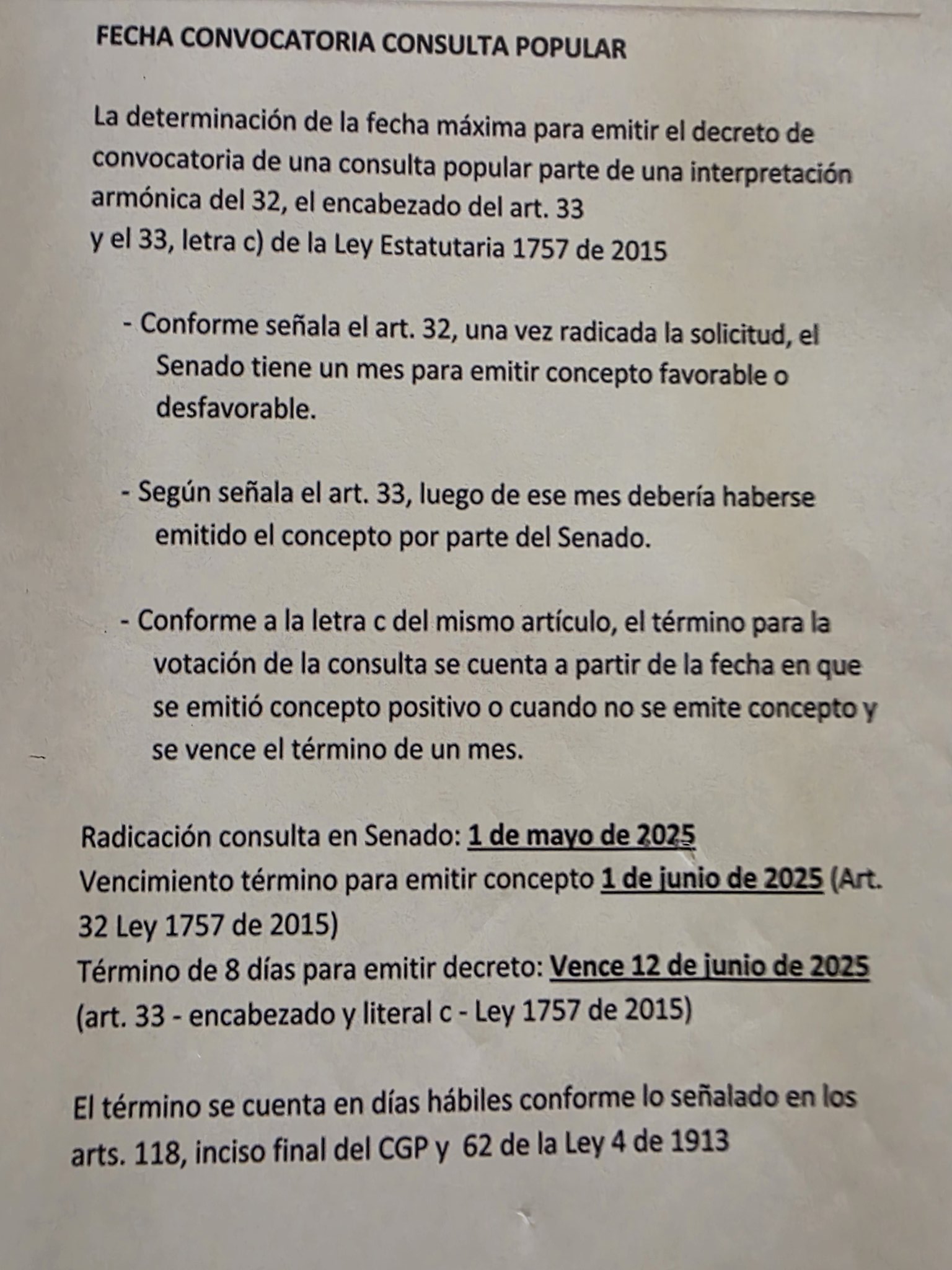 Presidente invoca Ley 1757 para firmar decreto de consulta