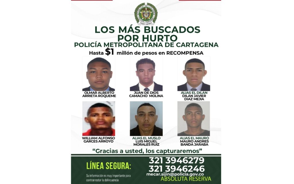 Imágenes del cartel de los presuntos delincuentes en la ciudad. 