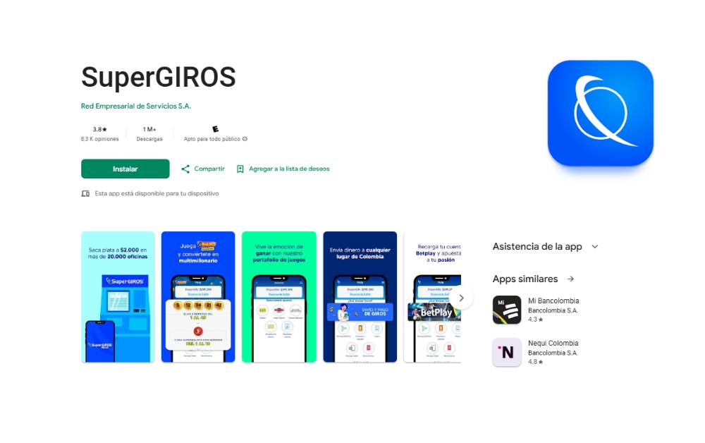 Aplicación SuperGiros para Transcaribe.