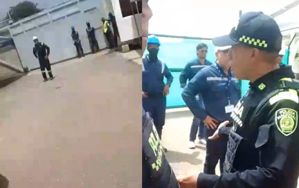 Policías en operativo durante plantón en Barú.
