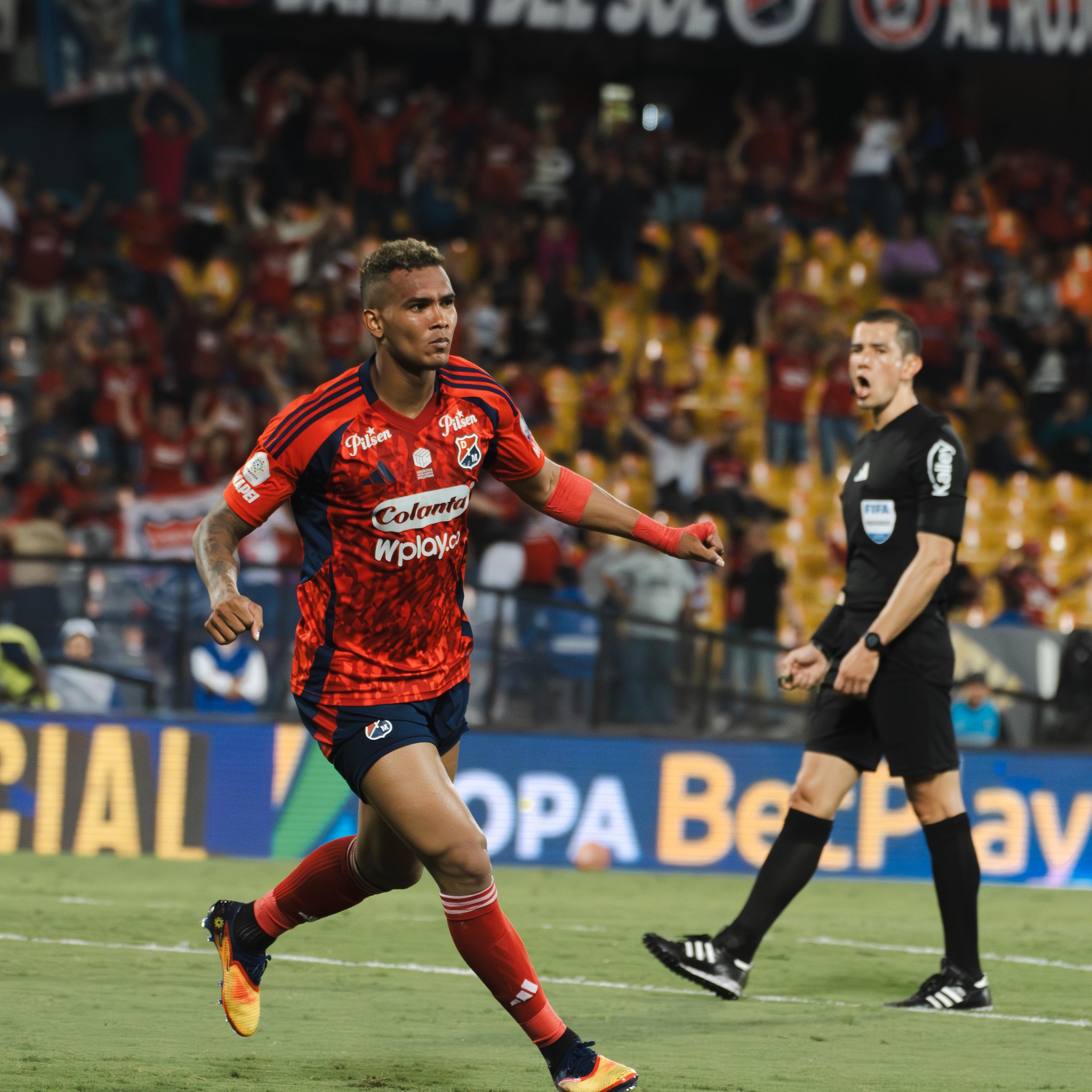 Diego Moreno celebra el gol con el que le dio la clasificación al DIM a la final de la Copa Colombia. Foto: Cortesía-DIM Oficial.