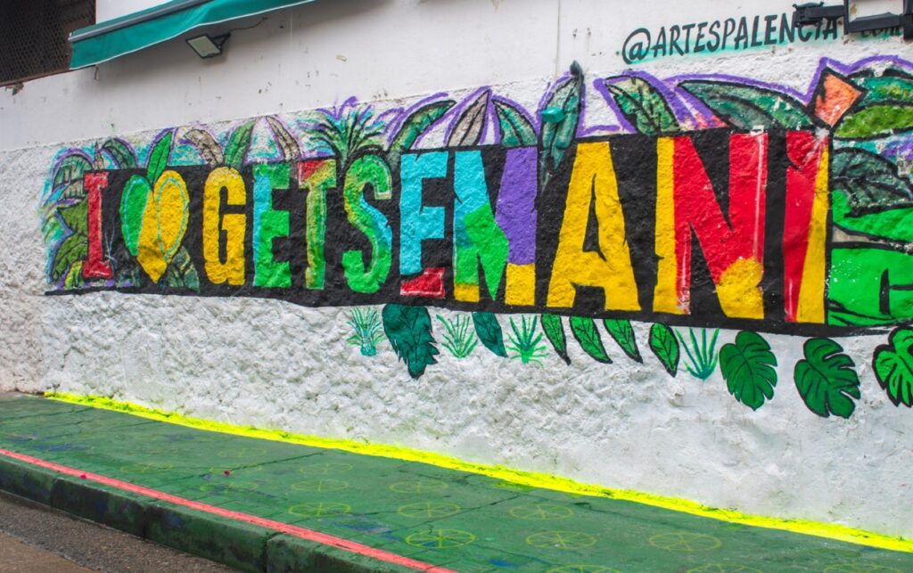 Mural “I love Getsemaní” que resalta el orgullo barrial en los 214 años de independencia de Cartagena. 