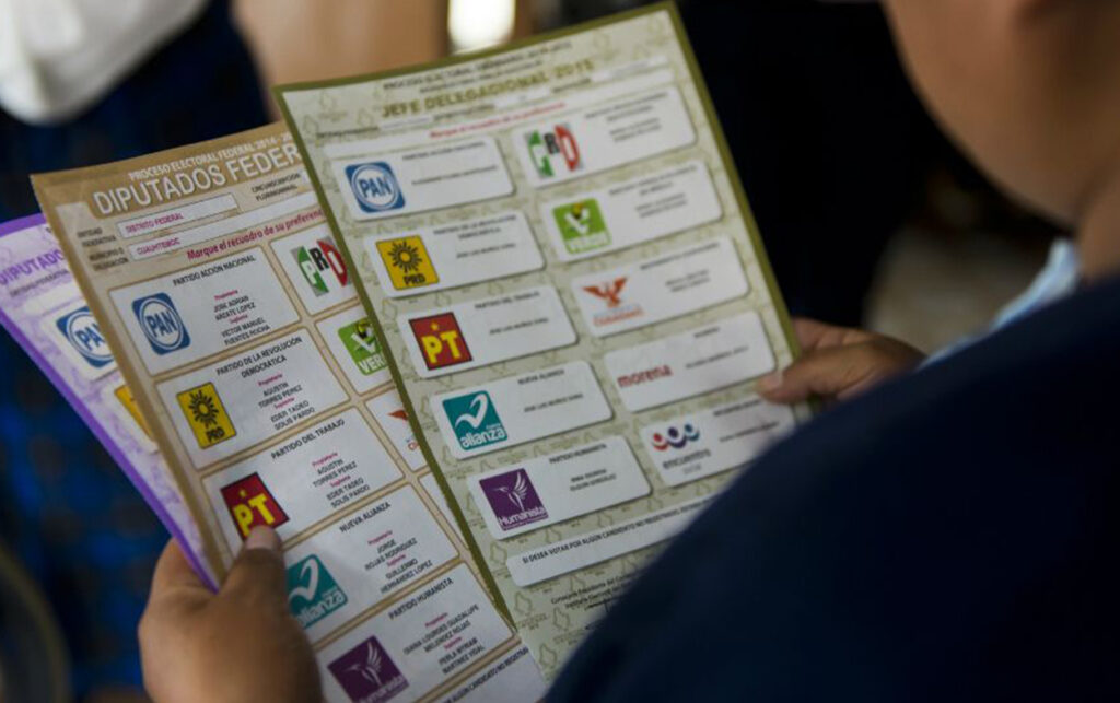 Testigo electoral revisando formulario