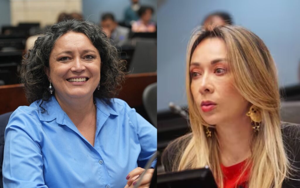 Katherine Miranda y Angélica Lozano durante sesiones del Congreso de Colombia, dos congresistas incluidas en el Pabellón de quemados 2026. 