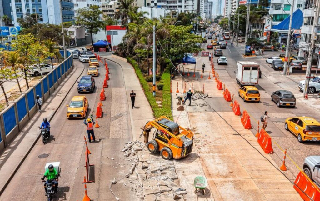 Obra 4 en 1 evidencia avance de obras y ajustes viales en corredor entre Bocagrande y Castillogrande con plan de tráfico activo.
