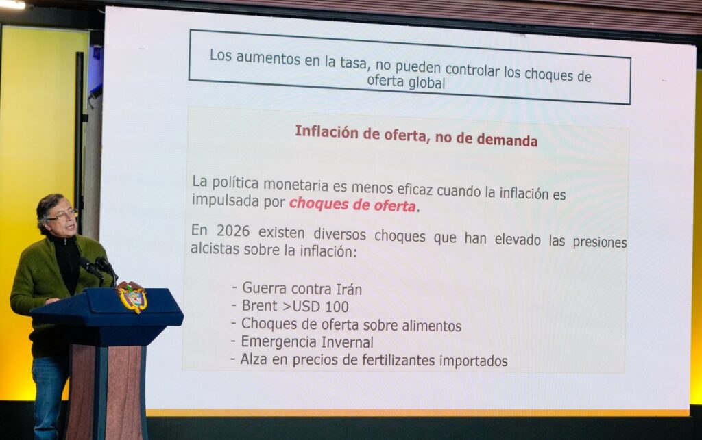 Presidente Gustavo Petro explica que la inflación en Colombia es de oferta y no de demanda durante su alocución económica nacional.