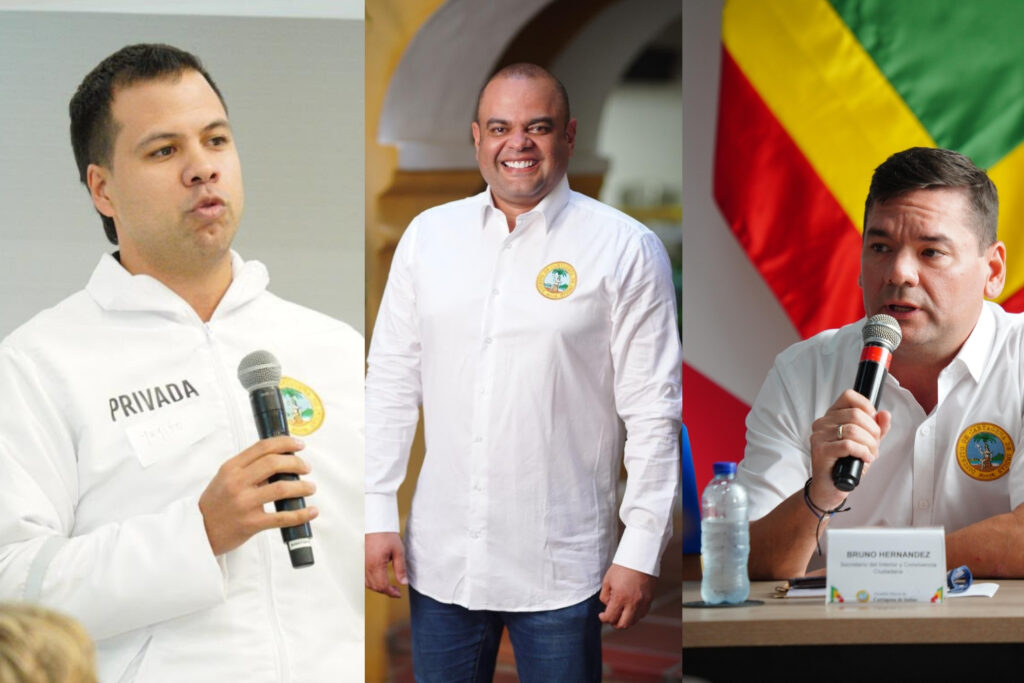 Dayro Bustillo, Campo Elías y Bruno Hernández durante actividades oficiales de la Alcaldía de Cartagena