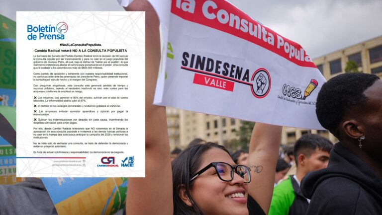 Cambio Radical alerta sobre efectos económicos de la Consulta Popular.