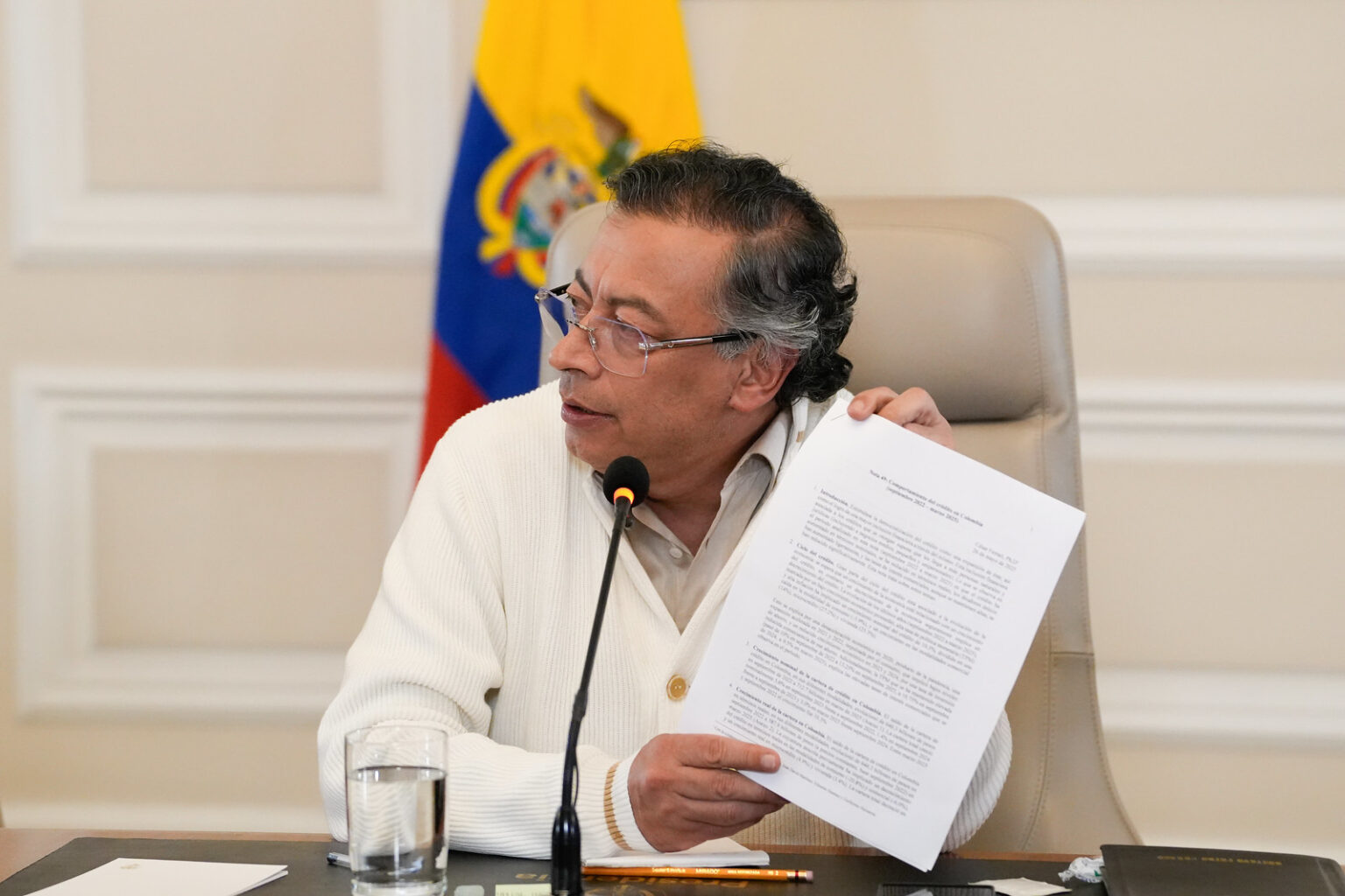 Presidente Gustavo Petro durante el Consejo de Ministros en el que defendió la continuidad de la Consulta Popular promovida por su Gobierno.