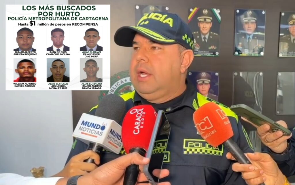 Cartel de los presuntos delincuentes divulgados en Cartagena