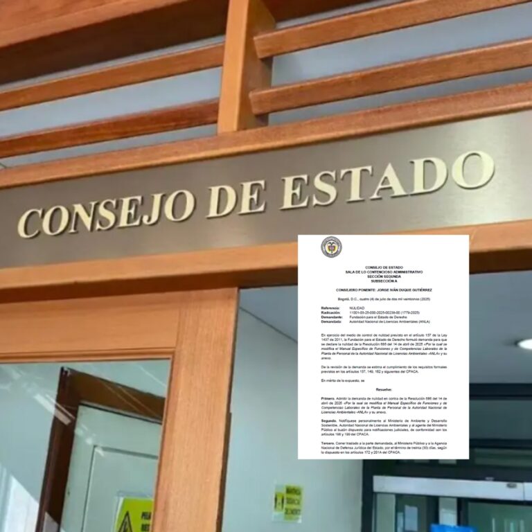 Demanda contra cambios en la ANLA admitida por el Consejo de Estado