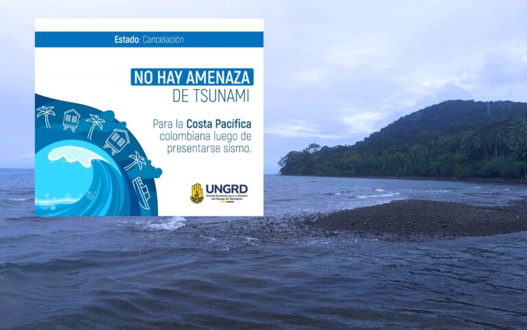 La UNGRD cancela el estado de advertencia en costas del Pacífico colombiano.