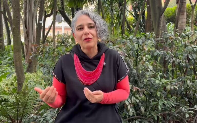 María José Pizarro precandidata durante su anuncio oficial.