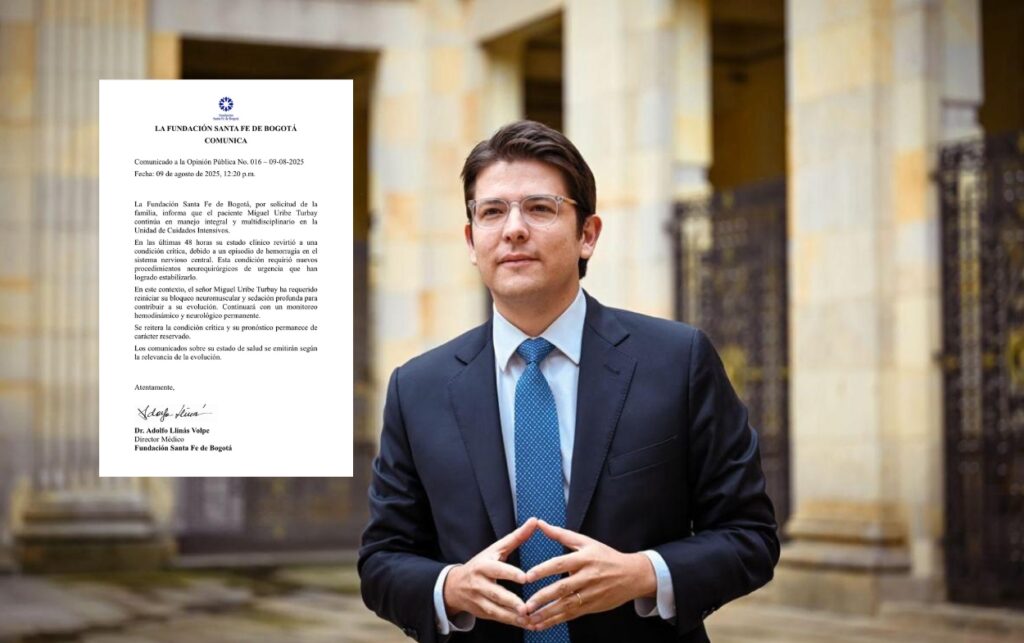 Fundación Santa Fe reporta estado crítico de Miguel Uribe en la UCI.