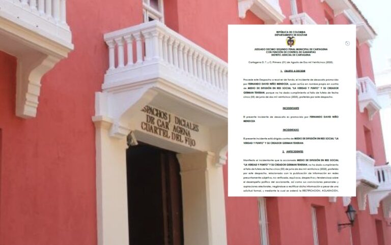 Juez sanciona a creador de medio digital en Cartagena.
