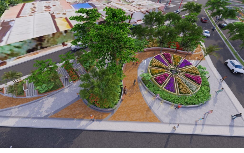 Vista del parque donde el reloj volverá a florecer en Cartagena.