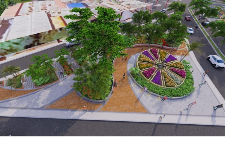 Vista del parque donde el reloj volverá a florecer en Cartagena.