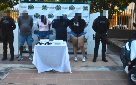 Capturan a 4 presuntos extorsionistas durante operativo del GAULA en Cartagena.