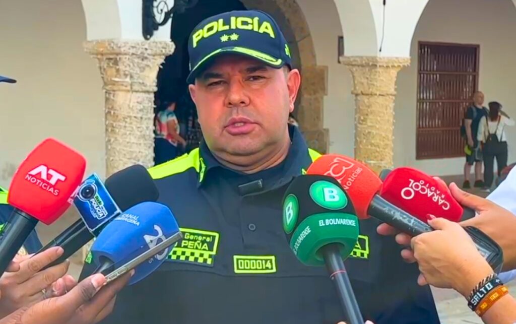 Brigadier General Gelver Yecid Peña Araque, comandante Policía Metropolitana de Cartagena hablando sobre los 6 homicidios esclarecidos