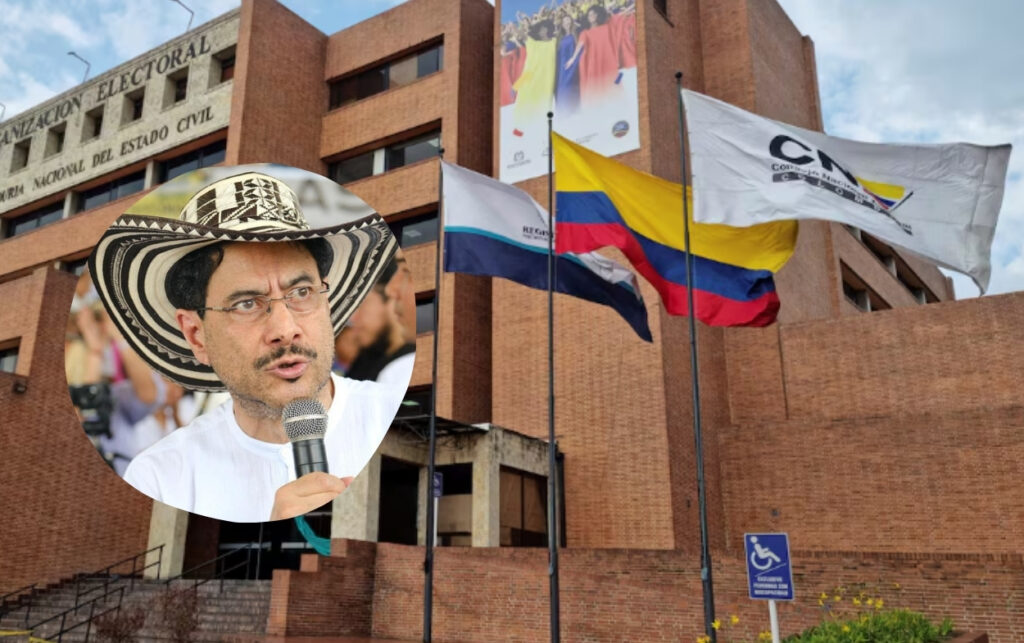Fachada del Consejo Nacional Electoral en medio de la polémica por la Consulta del 8 de marzo y la exclusión de Iván Cepeda.